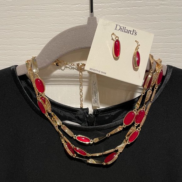 Dillards | Jewelry | Dillards Festive Golden Metalred Lucite ...